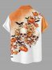 Tenue assortie pour couple avec imprimé crânes, fleurs, citrouilles et chauves-souris d'Halloween - Orange 
