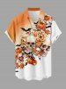 Tenue assortie pour couple avec imprimé crânes, fleurs, citrouilles et chauves-souris d'Halloween - Orange 