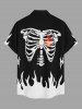Tenue assortie d'Halloween pour couple à imprimé colorblock squelette et flammes - Noir 