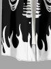 Tenue assortie d'Halloween pour couple à imprimé colorblock squelette et flammes - Noir 