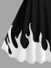 Tenue assortie d'Halloween pour couple à imprimé colorblock squelette et flammes - Noir 