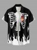 Tenue assortie d'Halloween pour couple à imprimé colorblock squelette et flammes - Noir 