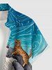 Whale Cat Sea Waves Print Matching Hawaii Beach Outfit For Couples -  