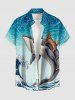 Whale Cat Sea Waves Print Matching Hawaii Beach Outfit For Couples -  