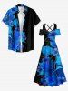 Flowers Leaf Glitter 3D Print Matching Hawaii Beach Outfit For Couples -  