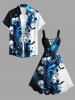 Robe trapèze d'Halloween à imprimé crânes, fleurs, chauves-souris et courbes - Bleu profond XS