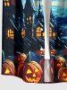 Chemise homme à boutons et poche, imprimé Halloween peinture citrouille château magicien galaxie - Bleu profond S