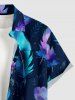 Flower Ombre Feather Print Hawaii Button Pocket Shirt For Men -  