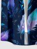 Flower Ombre Feather Print Hawaii Button Pocket Shirt For Men -  