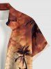 Coconut Tree Ombre Sky Print Hawaii Button Pocket Shirt For Men -  