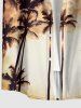 Coconut Tree Ombre Sky Print Hawaii Button Pocket Shirt For Men -  