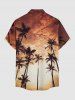 Coconut Tree Ombre Sky Print Hawaii Button Pocket Shirt For Men -  