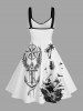 Coconut Tree Anchor Sea Waves Ship Cruise Print Lace Up Grommets Hawaii Tank Dress -  