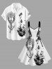 Coconut Tree Anchor Sea Waves Ship Cruise Print Lace Up Grommets Hawaii Tank Dress -  