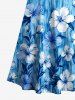 Robe maxi Hawaï à imprimé ombré fleurs et feuilles, épaules dénudées avec bretelles croisées - Bleu Toile de Jean 1X