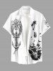 Chemise hawaïenne pour homme à imprimé cocotier, ancre, vagues, bateau de croisière, avec boutons et poche - Blanc 3XL