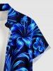 Hibiscus Flowers Tropical Leaf Glitter 3D Print Buttons Pocket Hawaii Shirt For Men -  