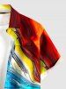 Mable Ocean Current Print Buttons Pocket Hawaii Shirt For Men -  