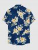 Hibiscus Flower Tropical Leaf Print Buttons Pocket Hawaii Shirt For Men -  