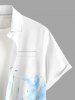 Chemise hawaïenne pour homme, imprimé aquarelle de fleurs et feuilles, à boutons et poche - Bleu Ciel 2XL
