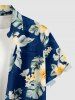 Hibiscus Flower Tropical Leaf Print Buttons Pocket Hawaii Shirt For Men -  