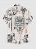 Air Ship Engineer Voyager Stellar Chemise hawaïenne imprimée à boutons et poche pour homme - Champagne L