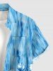 Chemise hawaïenne pour homme à imprimé ombré fleurs et feuilles, avec boutons et poche - Bleu Toile de Jean XL