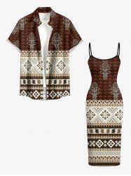 Flowers Zig Zag Ethnic Print Matching Hawaii Beach Outfit For Couples -  
