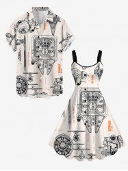 Air Ship Engineer Voyager Stellar Print Matching Hawaii Beach Outfit For Couples -  