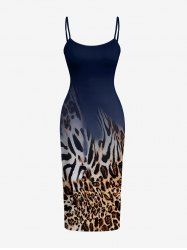 Robe hawaïenne à imprimé léopard dégradé - Cadetblue XS
