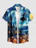 Tenue assortie pour couples - imprimé Halloween peinture château de citrouille sorcier galaxie - Bleu profond 