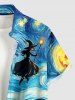 Tenue assortie pour couples - imprimé Halloween peinture château de citrouille sorcier galaxie - Bleu profond 