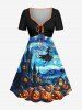 Tenue assortie pour couples - imprimé Halloween peinture château de citrouille sorcier galaxie - Bleu profond 