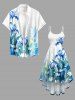 Flower Leaf Watercolor Painting Print Matching Hawaii Beach Outfit For Couples -  
