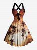 Coconut Tree Ombre Sky Print Matching Hawaii Beach Outfit For Couples -  