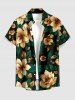 Tenue de plage hawaïenne assortie pour couples à imprimé fleurs et feuilles - Turquoise Foncée 