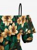 Tenue de plage hawaïenne assortie pour couples à imprimé fleurs et feuilles - Turquoise Foncée 