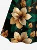 Tenue de plage hawaïenne assortie pour couples à imprimé fleurs et feuilles - Turquoise Foncée 