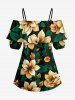Tenue de plage hawaïenne assortie pour couples à imprimé fleurs et feuilles - Turquoise Foncée 