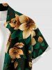 Tenue de plage hawaïenne assortie pour couples à imprimé fleurs et feuilles - Turquoise Foncée 