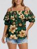Tenue de plage hawaïenne assortie pour couples à imprimé fleurs et feuilles - Turquoise Foncée 