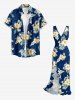 Hibiscus Flower Tropical Leaf Print Matching Hawaii Beach Outfit For Couples -  