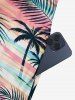 Coconut Tree Tropical Leaf Colorful Cloud Print Drop Shoulder Hawaii Midi Dress -  