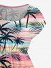 Coconut Tree Tropical Leaf Colorful Cloud Print Drop Shoulder Hawaii Midi Dress -  