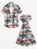 Coconut Tree Tropical Leaf Colorful Cloud Print Drop Shoulder Hawaii Midi Dress -  