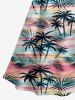 Coconut Tree Tropical Leaf Colorful Cloud Print Drop Shoulder Hawaii Midi Dress -  