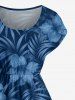 Hibiscus Flower Tropical Leaf Print Drop Shoulder Hawaii Midi Dress -  