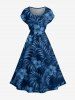 Hibiscus Flower Tropical Leaf Print Drop Shoulder Hawaii Midi Dress -  