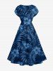 Hibiscus Flower Tropical Leaf Print Drop Shoulder Hawaii Midi Dress -  