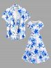 Flowers Watercolor Print Drop Shoulder Hawaii Midi Dress -  